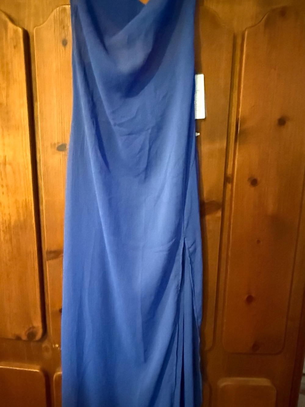 Elegant Cowl Neck Maxi Skirt in Blue